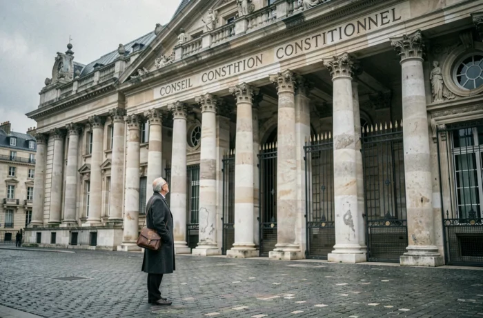 Façade du Conseil Constitutionnel au Palais-Royal à Paris, symbole de la garantie des droits fondamentaux inscrite dans l'article 16 de la DDHC